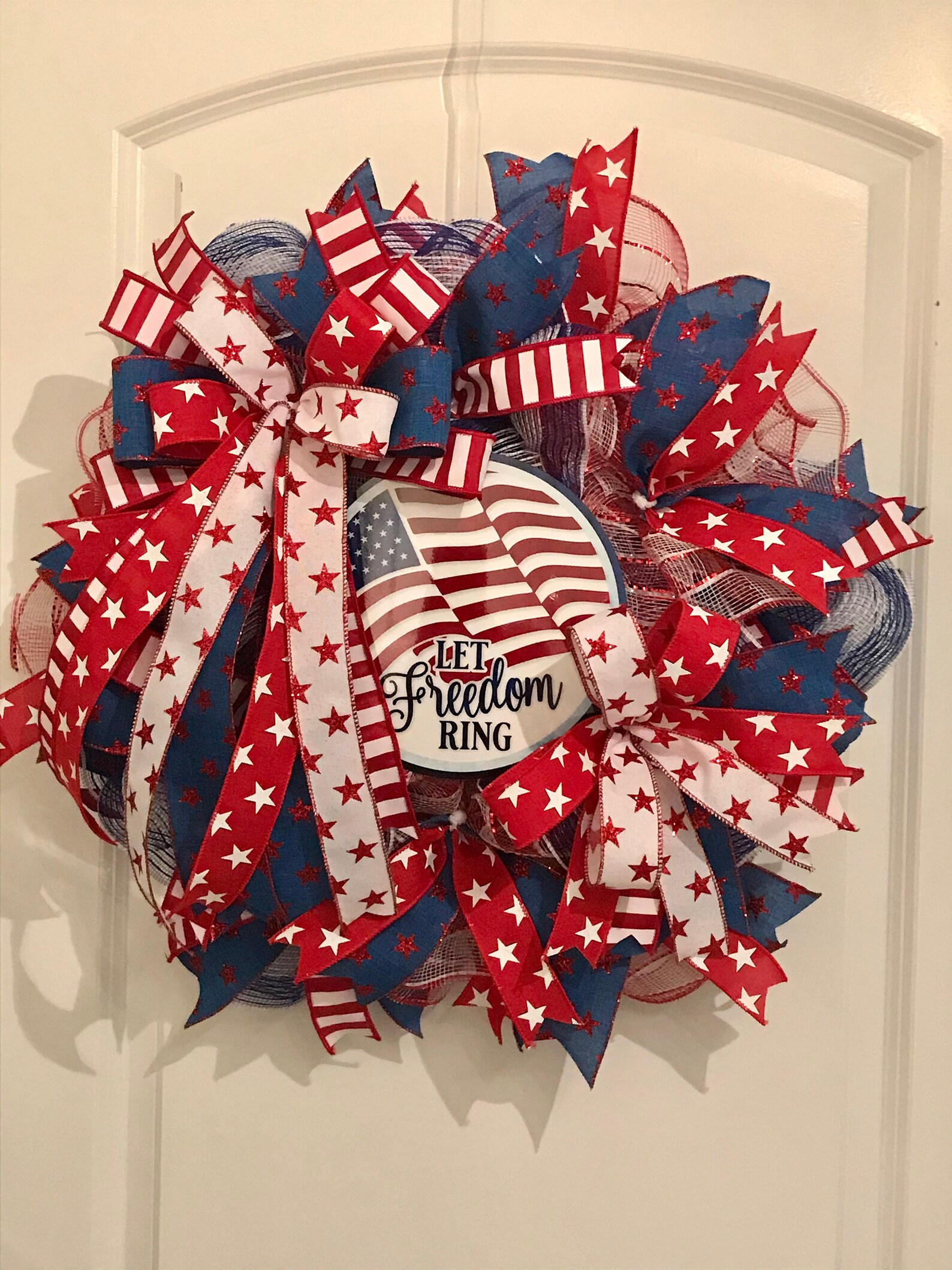 Patriotic wreath front door wreath red white and blue Etsy