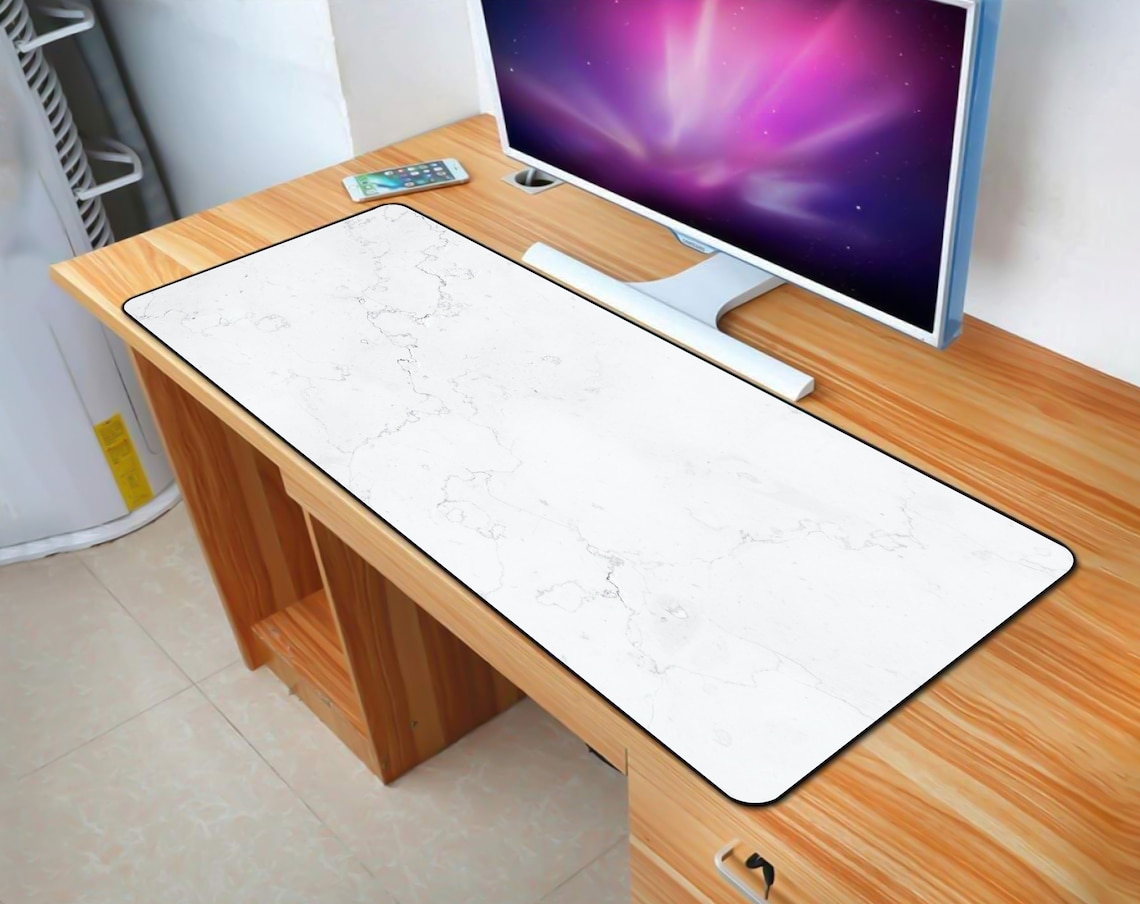 White Marble Desk Mat Desk Pad Large Mousepad Mousepad 10 Etsy