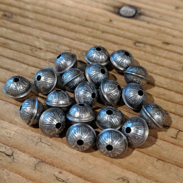 7 mm Warm Patina NAVAJO BENCH BEADS Stamped Lot Charm Sterling Silver