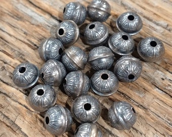 6 mm Warm Patina Stamped NAVAJO BENCH BEADS Lot of 20 Charms STERLING Silver 