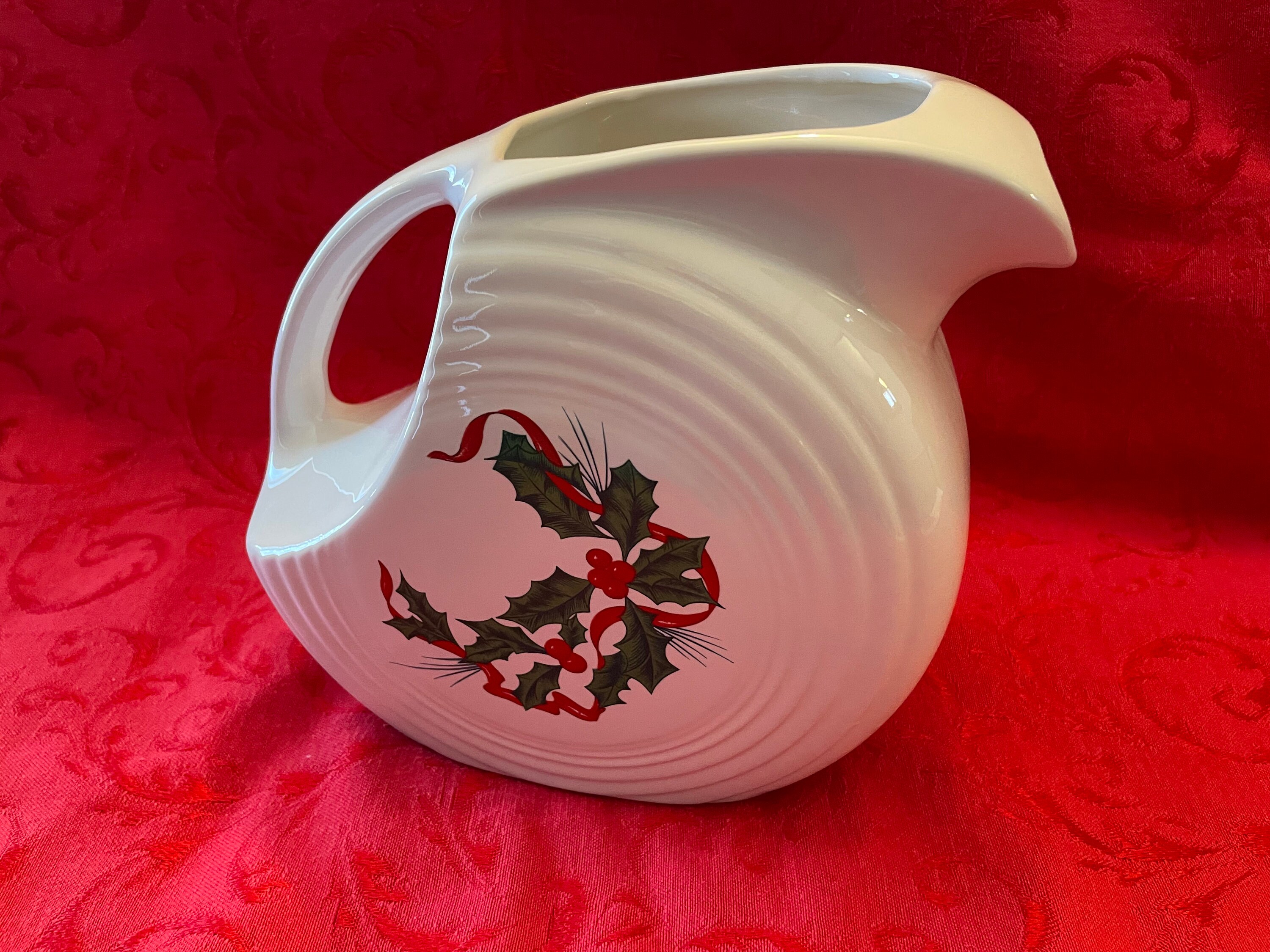 Fiestaware Christmas Holly and Ribbon Pitcher Etsy