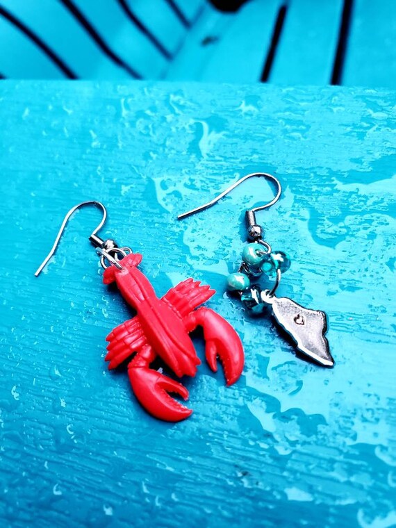 Maine Lobster Earrings Red Lobster Lobsters Jewelry Maine Etsy UK