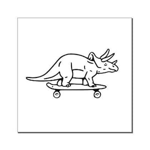 Triceratops Dinosaur Outline skating on a skateboard cute Embroidery Machine File multiple formats