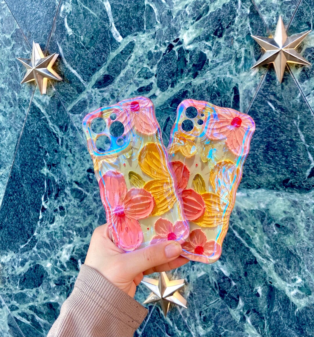Cute Iridescent Floral Jelly Phone Case For IPhone Etsy