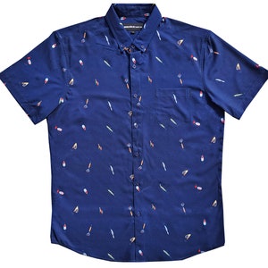 Molokai Navy Fish Hooks Button Down Shirt