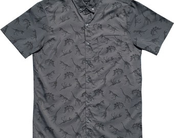 Molokai Charcoal Dinosaur Button Down Shirt