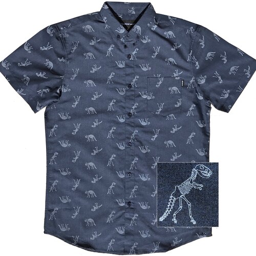 Molokai Charcoal Dinosaur Button Down Shirt Etsy
