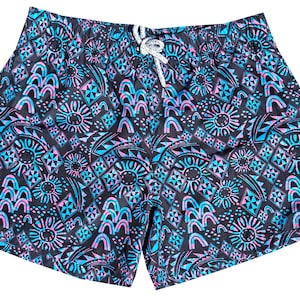 Molokai Black Neon Retro Swim Trunks