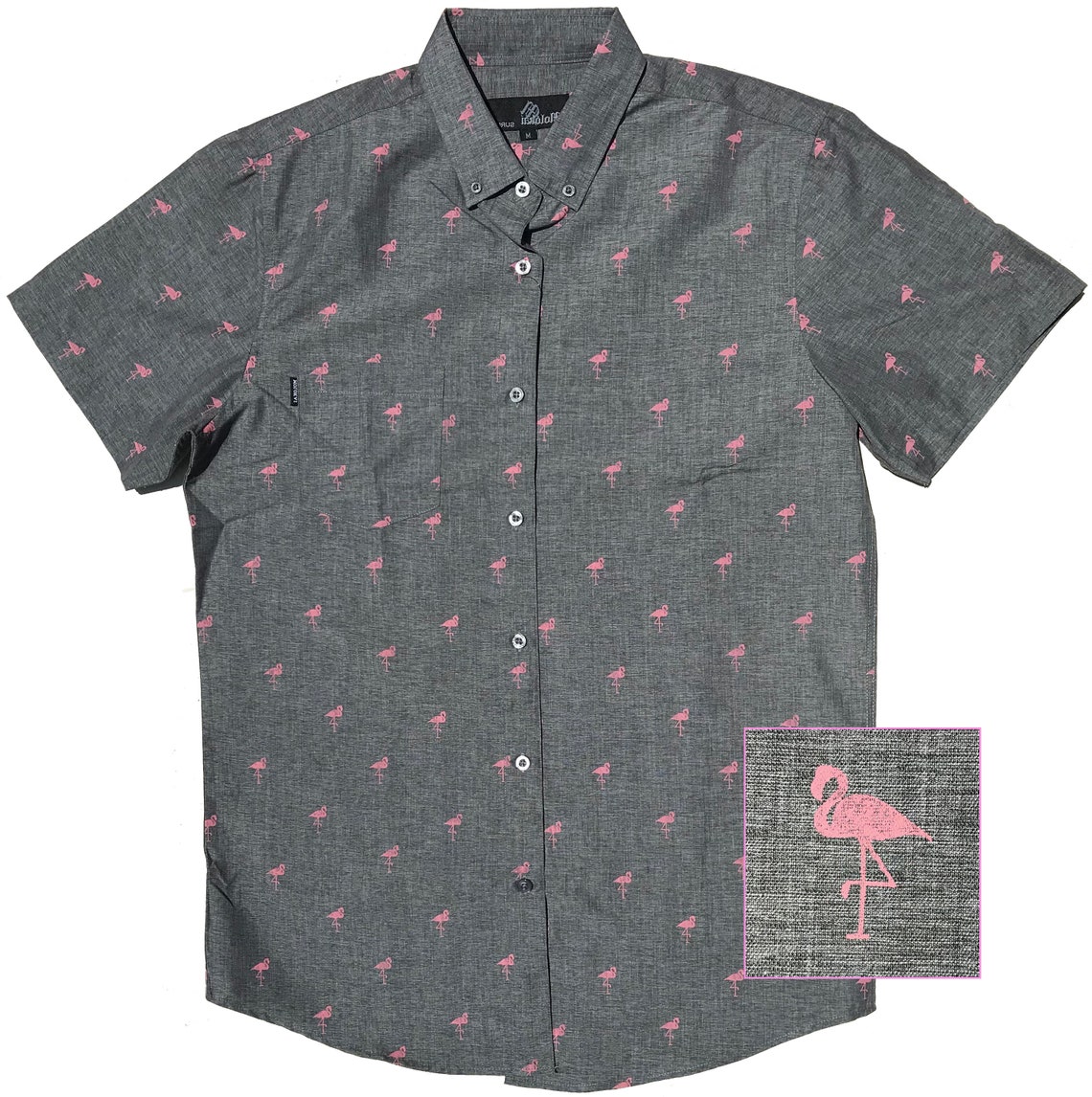 Molokai Flamingo Grey Button Down Shirt - Etsy
