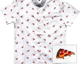 Molokai camisa blanca con botones de pizza para niños
