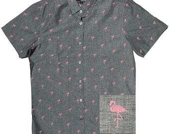 Molokai Flamingo Grey Button Down Shirt