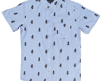 Molokai Seersucker Stripped Pineapple Button Down Shirt
