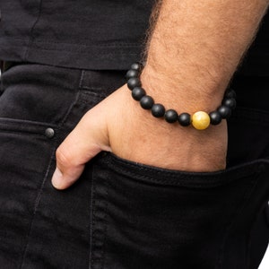Urban Baltic Mann Armband / schön / schwarz / weiß Einsatz / unpoliert / stilvoll / Mann / Vater / Vatertag / Einzigartig / Geschenk