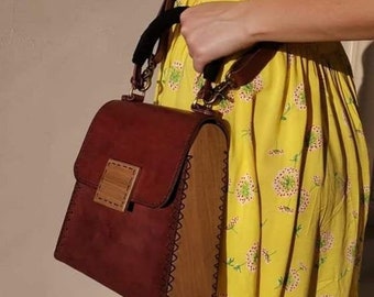 Sac De messager en cuir de bois, sac en cuir, sac en bois,