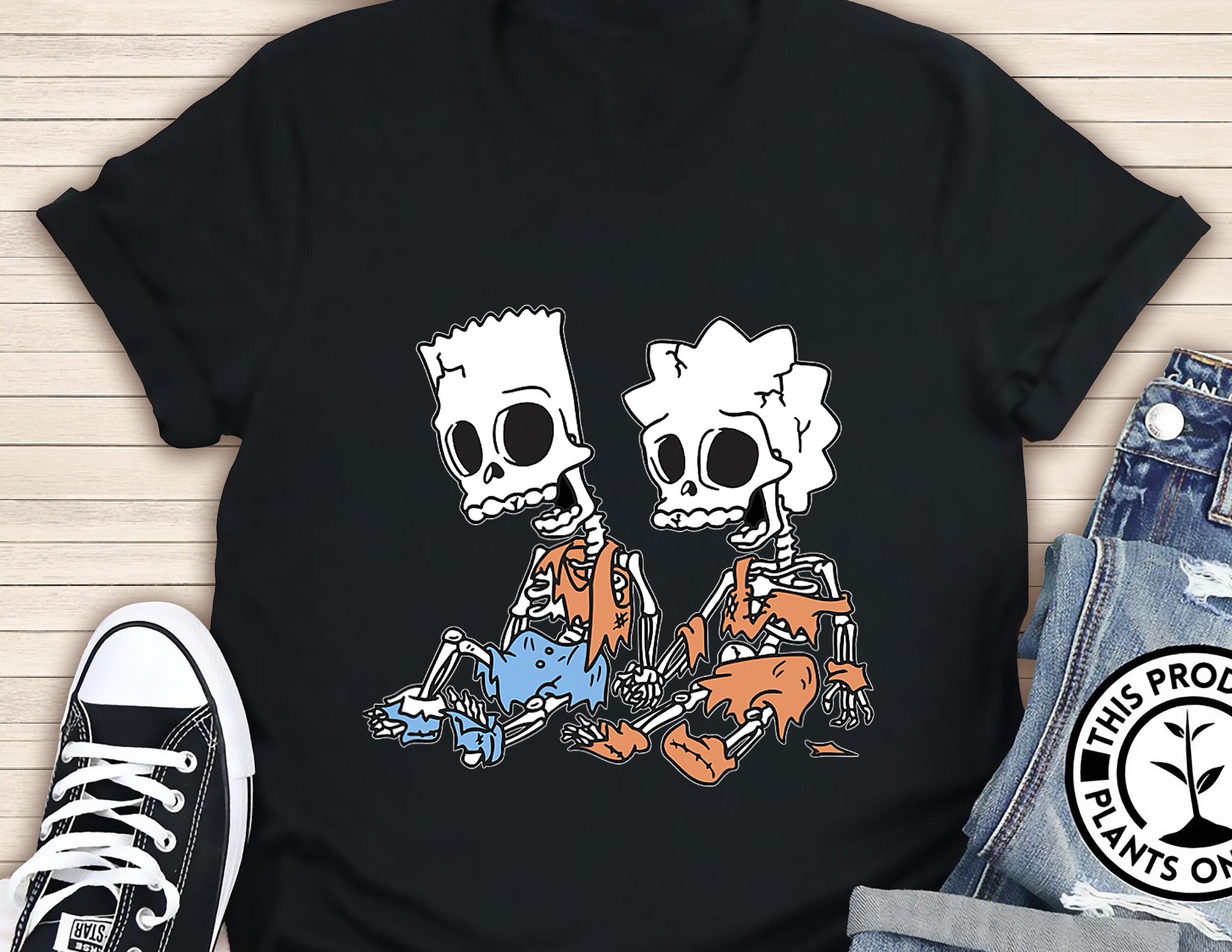 bart and lisa simpson skeleton shirt