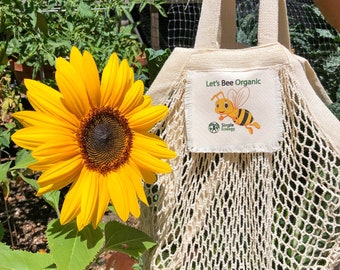 Honey Bee Cotton Tote & Produce Bag Set -- Let's Bee Organic