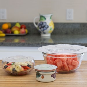 Pure Silicone Reusable Bowl Lids & Splatter Shields - Plastic-Free UFO Cooking Storage Covers