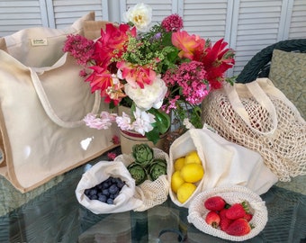 Farmer’s Market Tote & Produce Bag Set - 6 Piece Shopping Kit