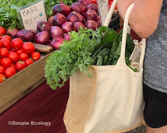 Organic Canvas & Jute Tote Bags - Natural Reusable Grocery Shopping Tote