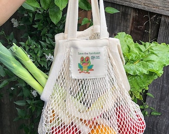 Tree Frog Reusable Tote & Produce Bag Set -- Save the Rainforest Design