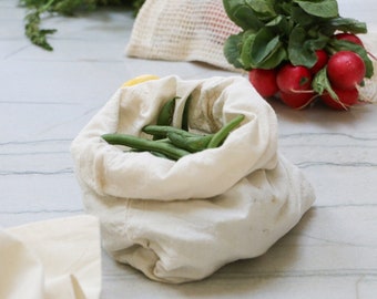 Reusable Muslin Produce Bags - Organic Cotton Vegetable Shopping & Storage Bag