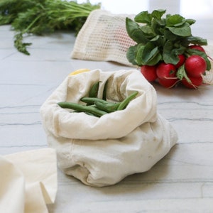 Reusable Muslin Produce Bags - Organic Cotton Vegetable Shopping & Storage Bag