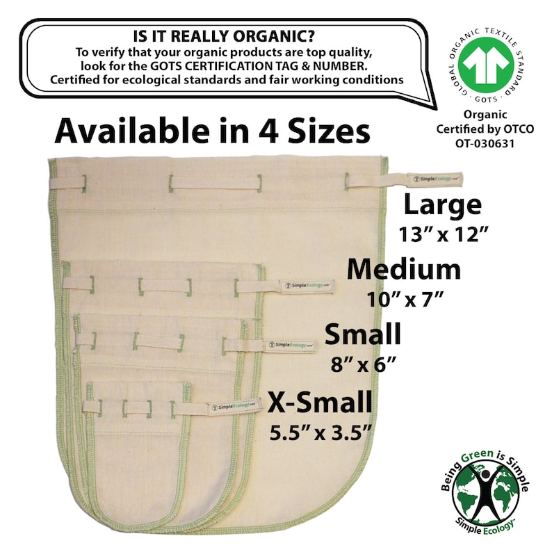 Reusable Nut Milk, Coffee, & Tea Straining Bags Organic Cotton Cheesecloth Filter for Juice, Broth, Cheese, Yogurt image 2