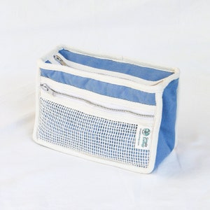 Organic Cotton Toiletry Bag Padded Travel Organizer for Cosmetics, Shaving, Makeup, and More Blue