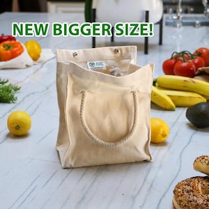 Organic Cotton Simple Lunch Sack (2 PACK)- Small Canvas Lunch Bag for School and Work (GOTS Certified)