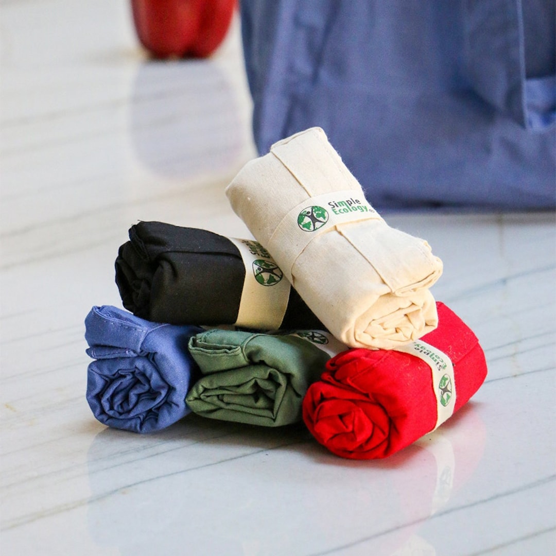 Organic Cotton Collapsible Tote (2 PACK) - Lightweight