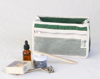 Organic Cotton Toiletry Bag -- Padded Travel Organizer for Cosmetics, Shaving, Makeup, and More