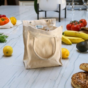 Organic Cotton Simple Lunch Sack Small Canvas Lunch Bag for School and Work GOTS Certified image 1