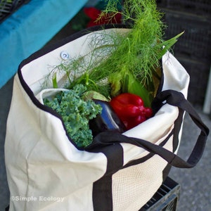 8 Bag Grocery Shopping Set Organic Cotton Reusable Produce Bags & Tote Set for Farmers Market, Traveling, more image 3