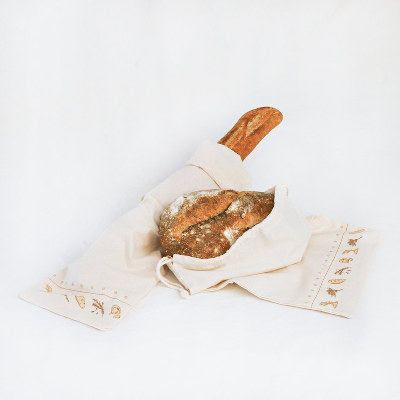Organic Cotton Linen Bread Bag - Large - Thumbnail 3