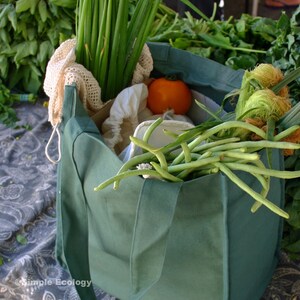 8 Bag Grocery Shopping Set Organic Cotton Reusable Produce Bags & Tote Set for Farmers Market, Traveling, more image 4