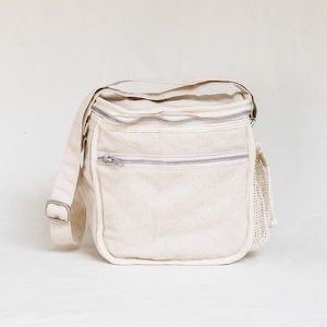 Organic Cotton Insulated Lunch Bag GOTS Certified Canvas Lunch Box for Work and School Natural