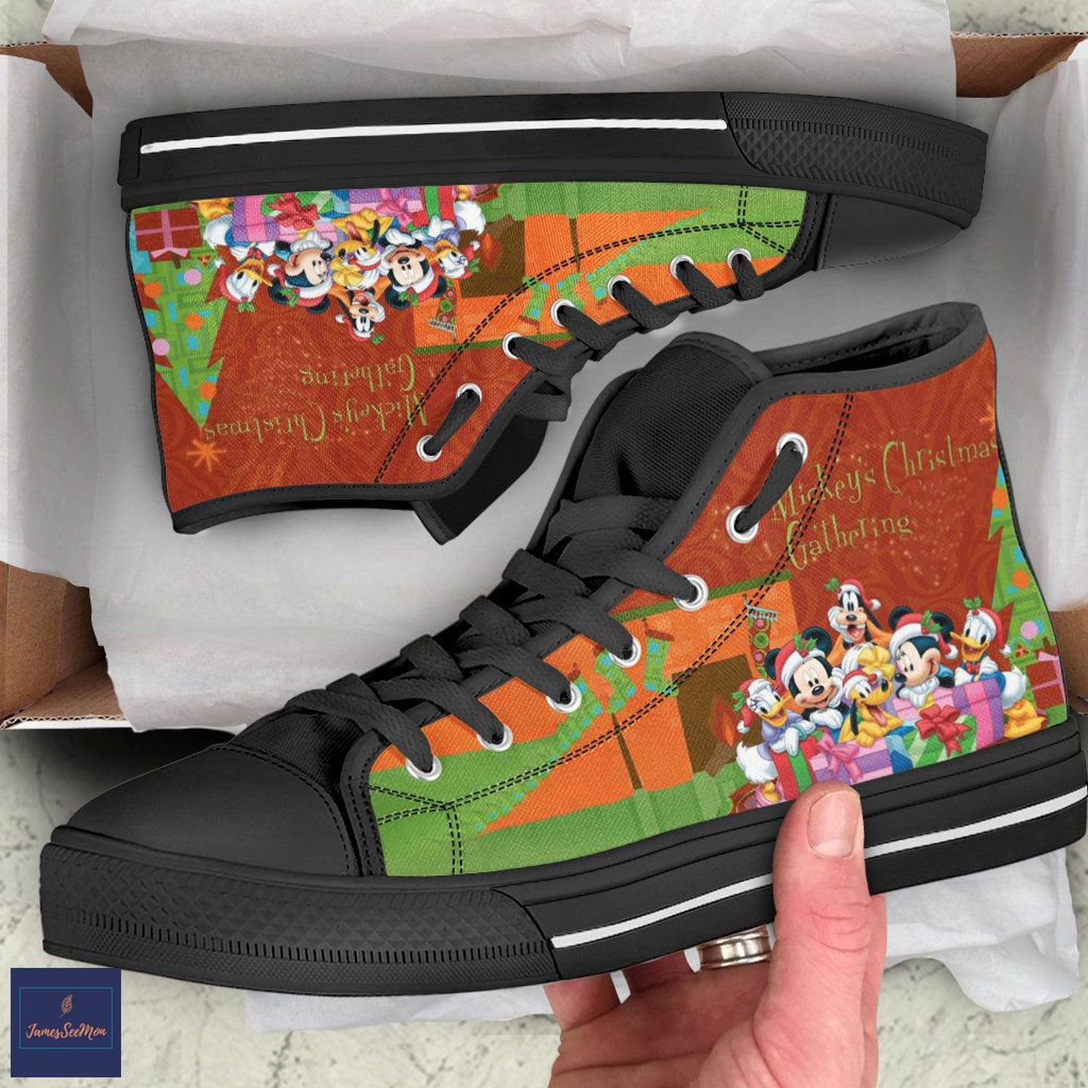 Mickey Mouse Hightop Cartoon Shoes Canvas Shoes Prints | Etsy