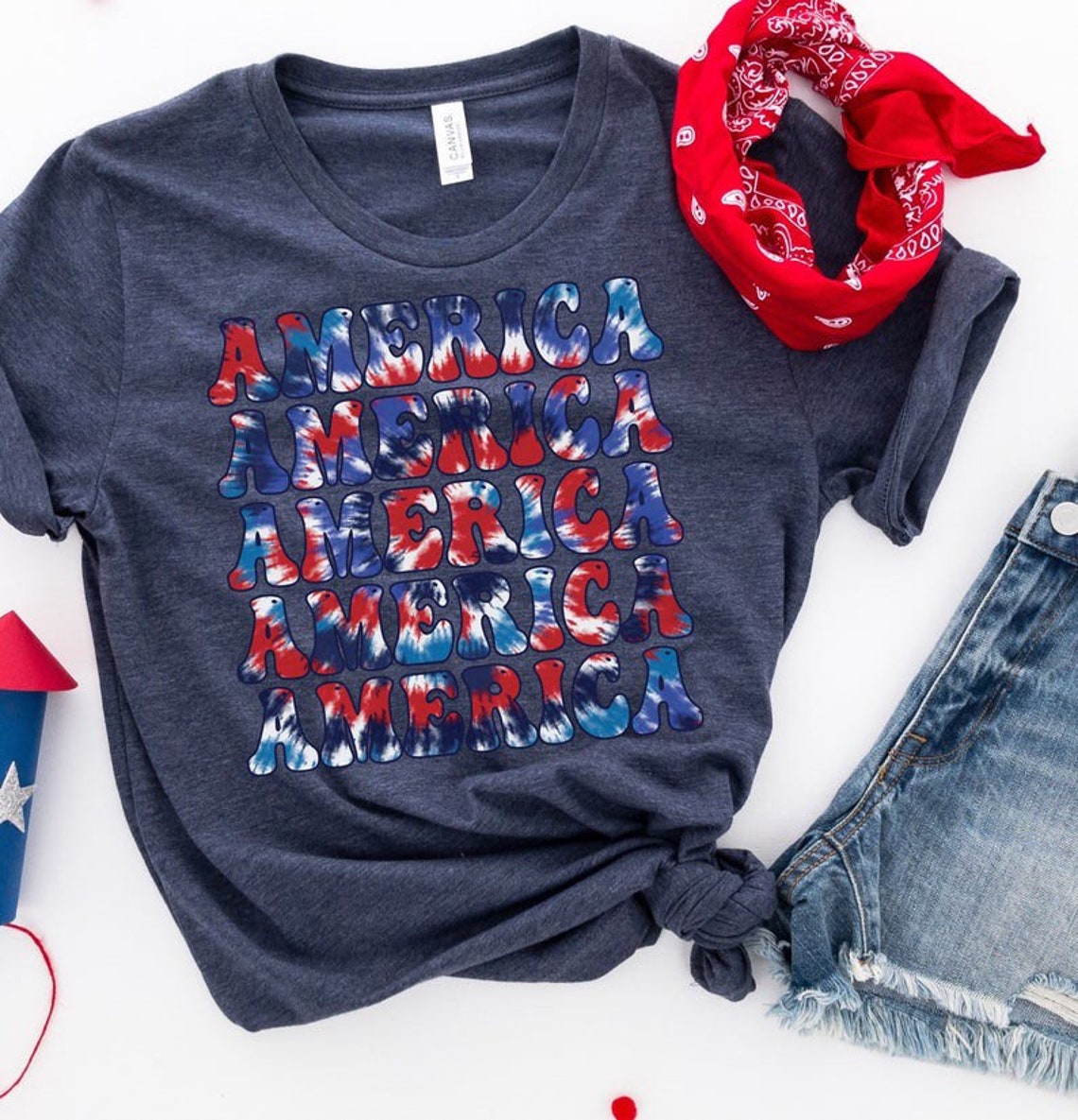 mens red white and blue tie dye shirt