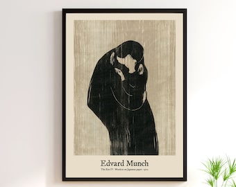 Edvard Munch Kyssen Postertryck, Museikvalitet, Gotisk konst, Expressionistisk målning, Träsnitt, Konsttryck