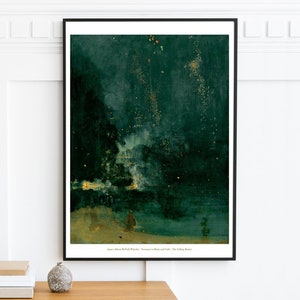 Gravura de James Abbott McNeill Whistler de sua famosa pintura de fogos de artifício 'Noturno em Preto e Ouro - O Foguete em Queda'