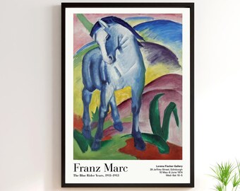 Franz Marc Exhibition Poster, Blue Horse Painting, Museum Quality Print, Vintage Wall Art Decor, Expressionist, Equine Pictures, Horse Art