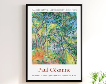 Cézanne Exhibition Poster, Paul Cezanne Trees Print, Impressionism Landscape Painting, Museum Quality Vintage Art, Home Decor, Paris Gallery