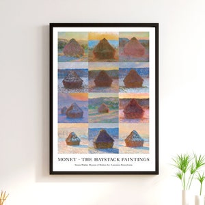 Claude Monet Haystacks Exhibition Poster - Museum Quality Print - Vintage Wall Art Decor - Impressionist Poster - Monet Print