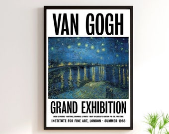 Van Gogh Exhibition Poster | Starry Night Over The Rhone | Vincent Van Gogh Print