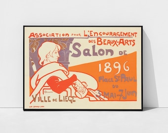 Art Nouveau Poster From 1896, Vintage Advertising Poster, Wall Art, Museum Poster, Fine Art Gallery, Affiche Exposition, Ausstellungsplakat