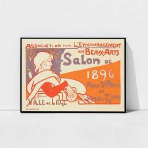 Cartel Art Nouveau de 1896, Cartel publicitario vintage, Arte mural, Cartel del museo, Galería de bellas artes, Exposición Affiche, Ausstellungsplakat