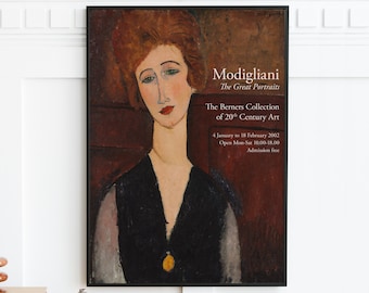 Amedeo Modigliani Exhibition Poster - Gallery Quality Print - Portrait - Vintage Wall Art Decor - Modigliani Print - Multiple Sizes
