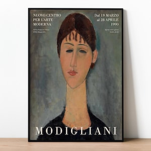 Modigliani Exhibition Poster | Museum Quality Art Print | Vintage Gallery Wall Decor | A1 A2 A3 | Portrait of Mme Zborowska 1918 image 1