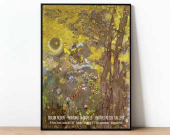 Odilon Redon Print, Exhibition Poster, Trees On A Yellow Background, Symbolist Art Print, Ausstellungsplakat, Affiche Exposition, Gallery