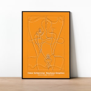 Bauhaus-kunst, Oskar Schlemmer-tentoonstellingsposter, Bauhaus-poster in vintage jaren 70-stijl, grote print, kunst aan de muur, Bauhaus-print, Arty Home Decor